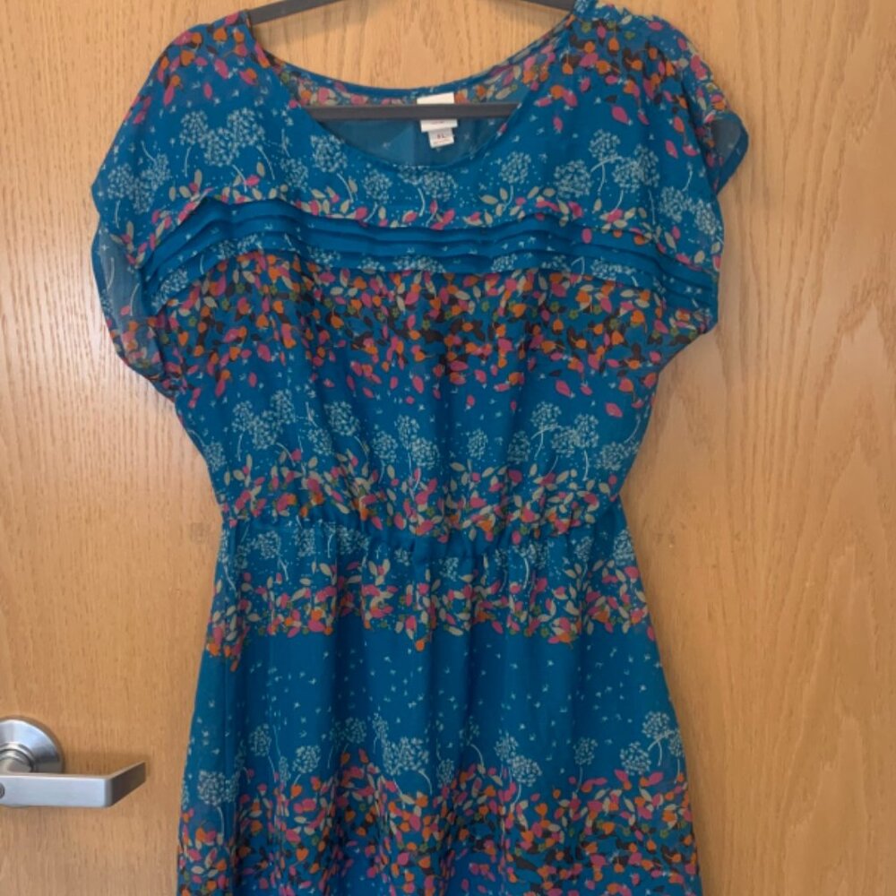 Mossimo Teal Sheer Floral Dress L | Layered Mini Festival Boho